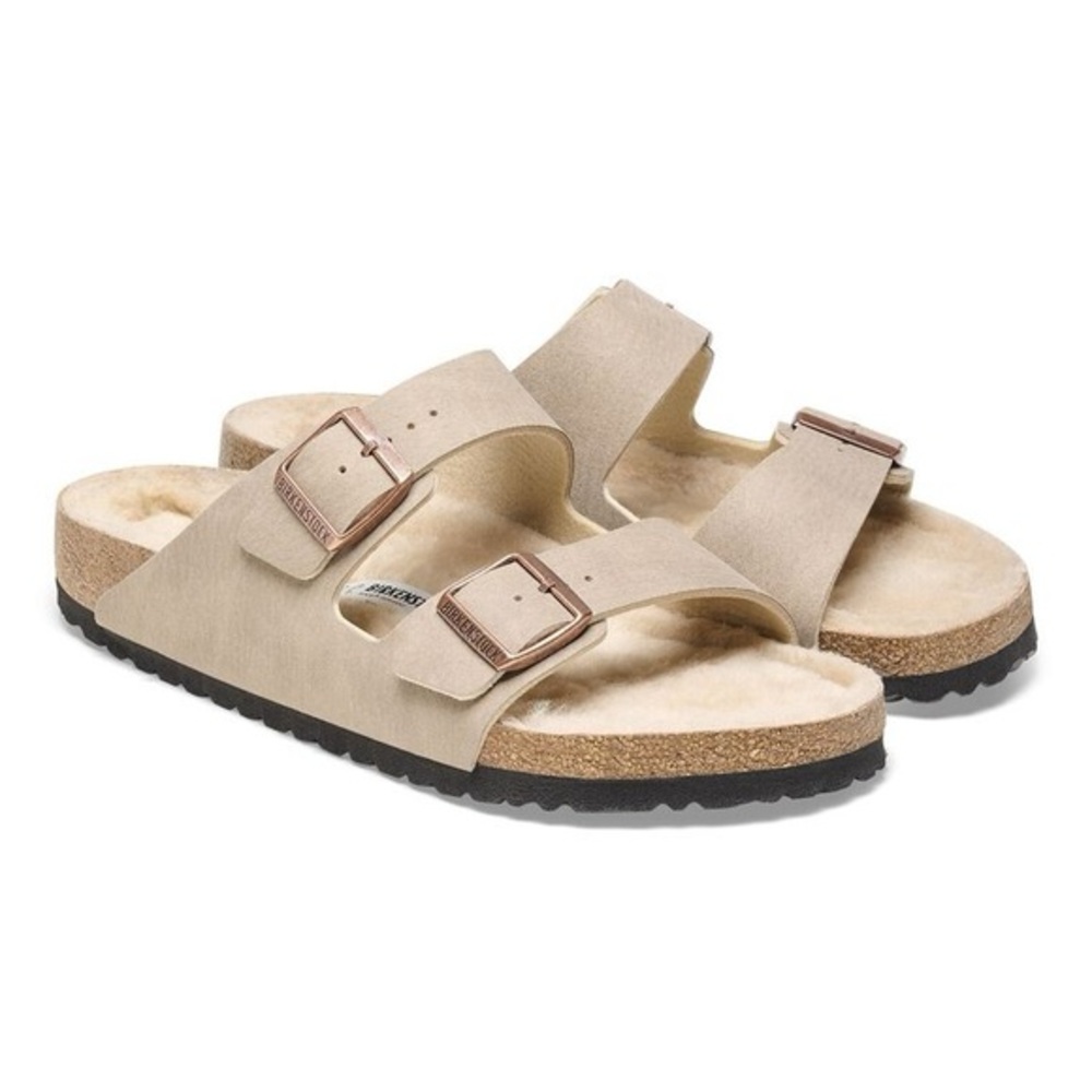 NWT Birkenstock Arizona Shearling in Desert Dust Gray Taupe Size 45